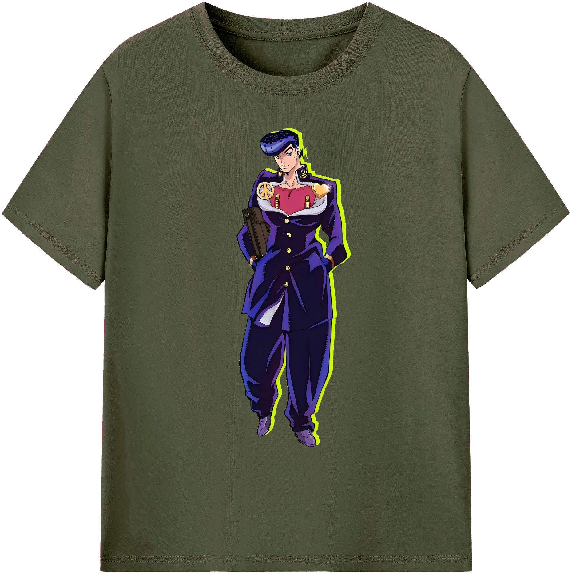 （画像用） ジョジョの奇妙な冒険 ひがしかた じょうすけ JoJo's Bizarre Adventure Higashikata Josuke 綿100％ メンズ半袖Tシャツ｜肌触りやわらか＆通気性